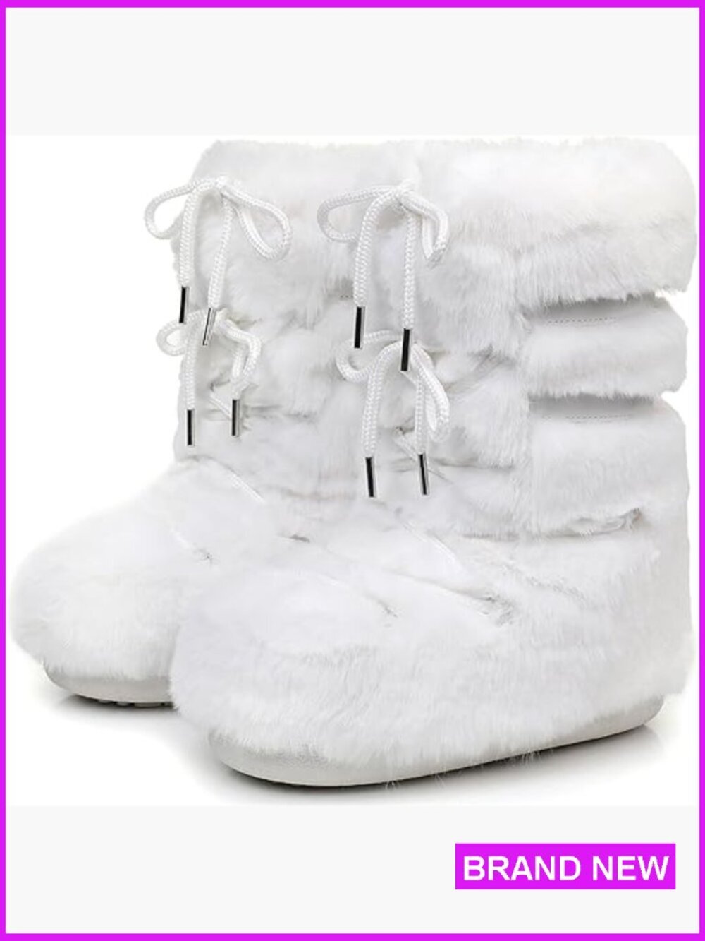 Fuzzy Faux Fur Mid-Calf Snow Boots Warm Fluffy Winter Boots with Fur Lining